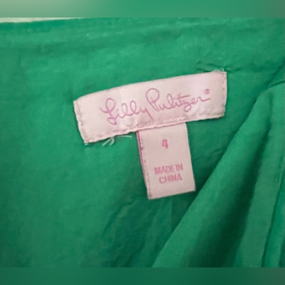 Lily Pulitzer green, cotton blend, zip front, fully lined, pleated mini skirt; 4 - Picture 5 of 7